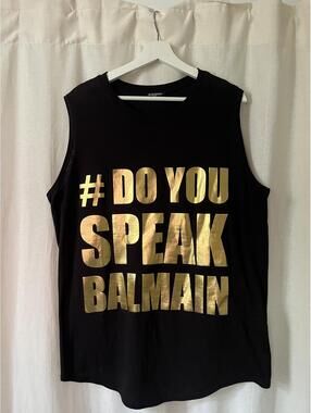 BALMAIN PARIS BLACK AND GOLD #DO YOU SPEAK BALMAIN TANK TOP